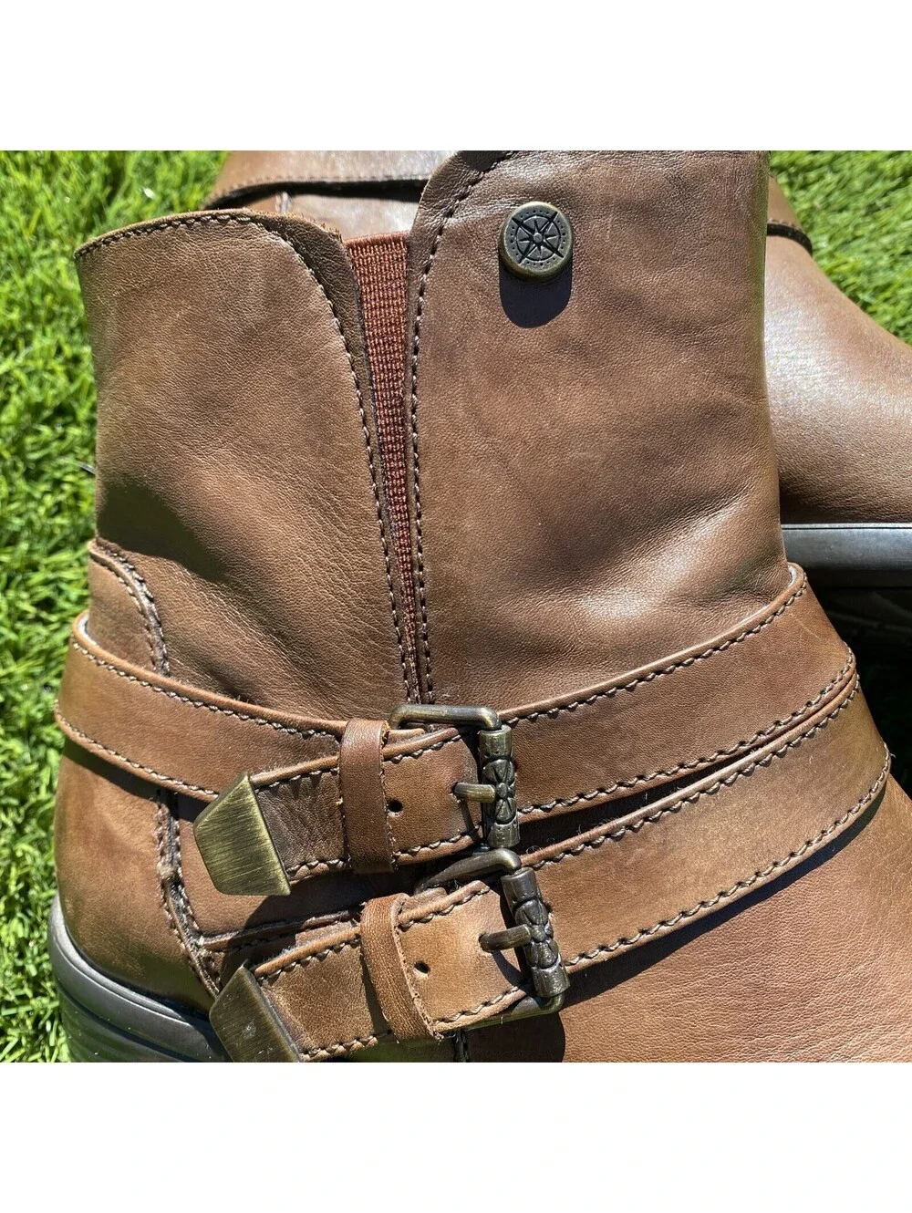 Bussola Antwerpen Luggage leather Ankle boots women’s 9,5low riding buckle strap